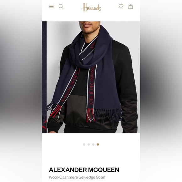 NWT Unisex One Size Alexander McQueen Wool-Cashmere Selvedge Scarf 14” W X 90” L - Picture 4 of 15